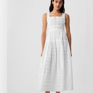 Gap x Doen Eyelet Midi Dress in white size LARGE